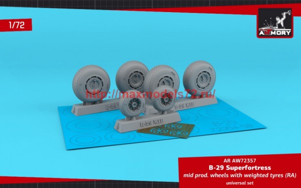 AR AW72357   1/72 B-29 Superfortress mid production wheels w/ weighted tyres (RA) & PE hubcaps (thumb59677)